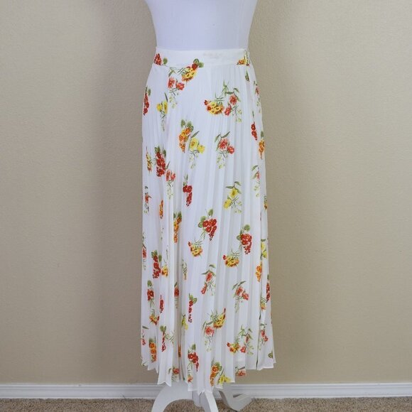 LOFT Pleated Floral Midi Skirt 8 - Picture 2 of 7